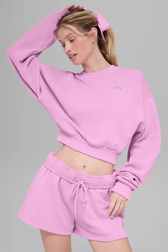 Krótka bluza z okrągłym dekoltem Accolade – różowy „Candy Heart”