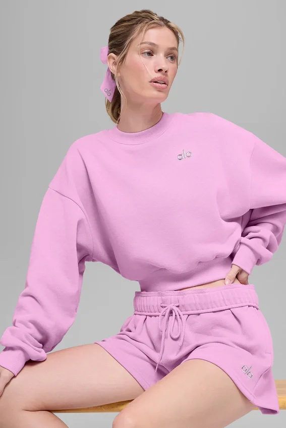 Krótka bluza z okrągłym dekoltem Accolade – różowy „Candy Heart”