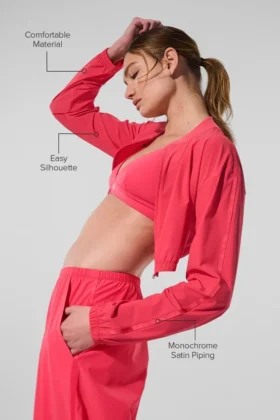 Krótka bluza z zamkiem na całej długości „Breezy” – kolor Candy Red
