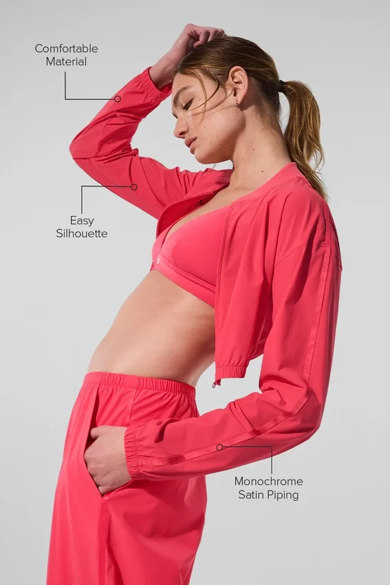 Krótka bluza z zamkiem na całej długości „Breezy” – kolor Candy Red