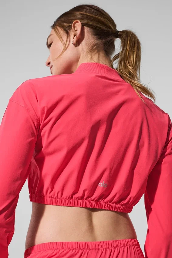 Krótka bluza z zamkiem na całej długości „Breezy” – kolor Candy Red