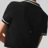 Krótka koszulka polo Tennis Club Sweater Knit – czarna/kość słoniowa