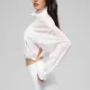 Krótki sweter Aerial z zamkiem 1/4 – biały