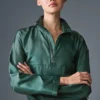 Krótki sweter Afterglow – kolor Winter Ivy