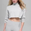 Krótki sweter z golfem i długim rękawem „Winter Bliss” o splocie warkoczowym – Athletic Heat