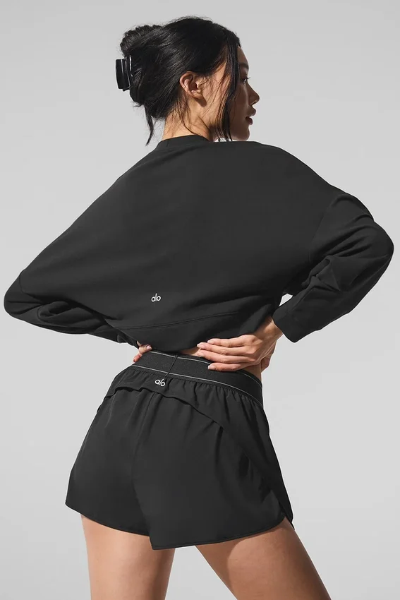 Krótki sweter z okrągłym dekoltem Sway – czarny