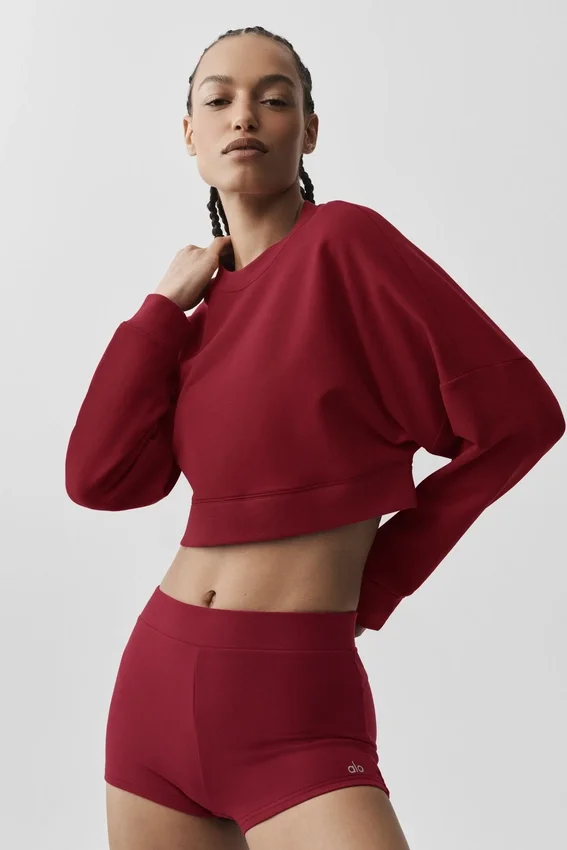 Krótki sweter z okrągłym dekoltem Sway – kolor Summer Romance Red