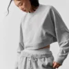 Krótki sweter z okrągłym dekoltem Sway – szary meliżanowy
