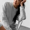 Krótki sweter z okrągłym dekoltem Sway – szary meliżanowy