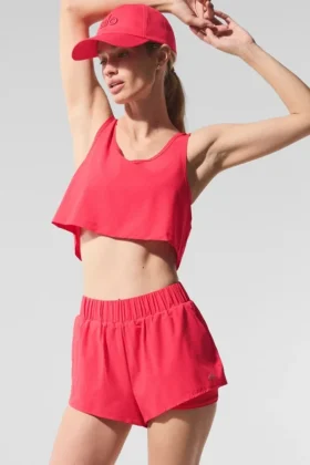 Krótki top na ramiączkach Sport Star – Candy Red