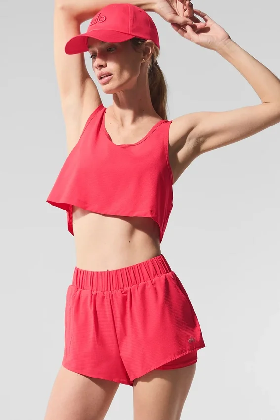 Krótki top na ramiączkach Sport Star – Candy Red