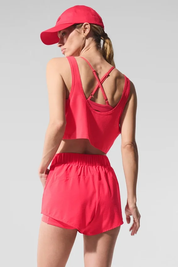 Krótki top na ramiączkach Sport Star – Candy Red