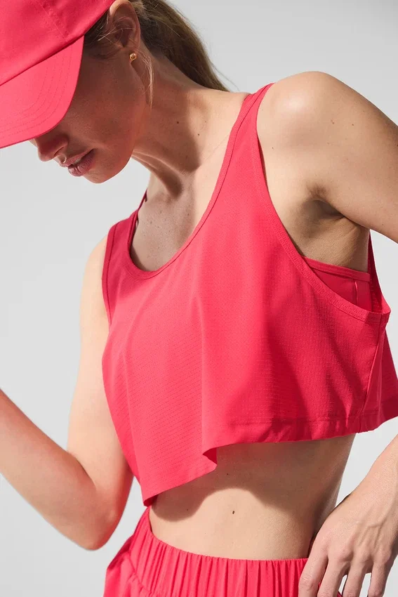 Krótki top na ramiączkach Sport Star – Candy Red