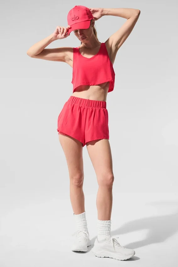 Krótki top na ramiączkach Sport Star – Candy Red