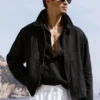 Kurtka Linen Days z pełnym zamkiem – Black