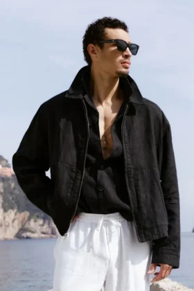 Kurtka Linen Days z pełnym zamkiem – Black