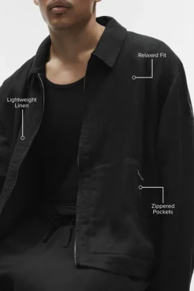 Kurtka Linen Days z pełnym zamkiem – Black