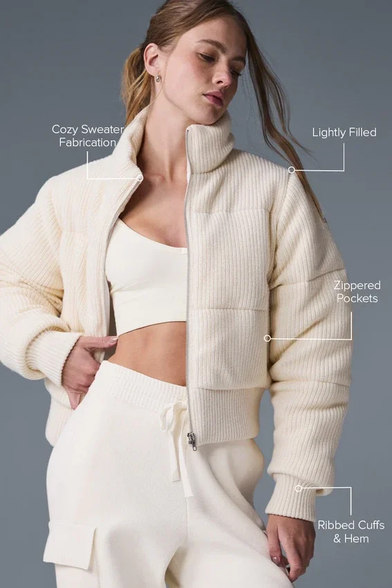 Kurtka puchowa typu „Darling Sweater” – kolor kości słoniowej