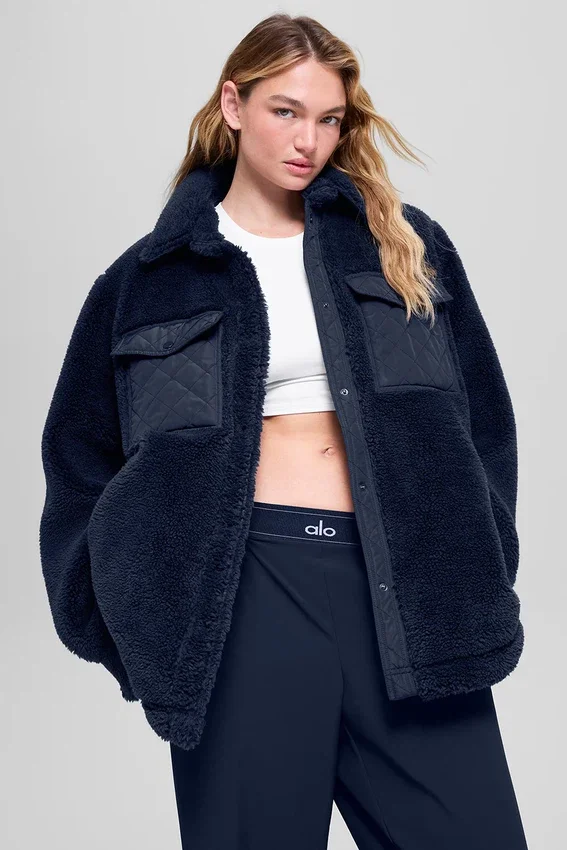 Kurtka typu shacket Sherpa Edge – granatowa