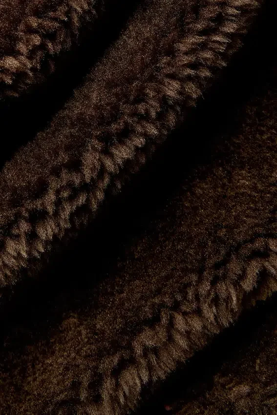 Kurtka typu shacket z lamówką z polaru Sherpa – kolor espresso