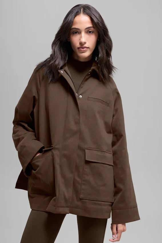 Kurtka typu twill barn – kolor espresso