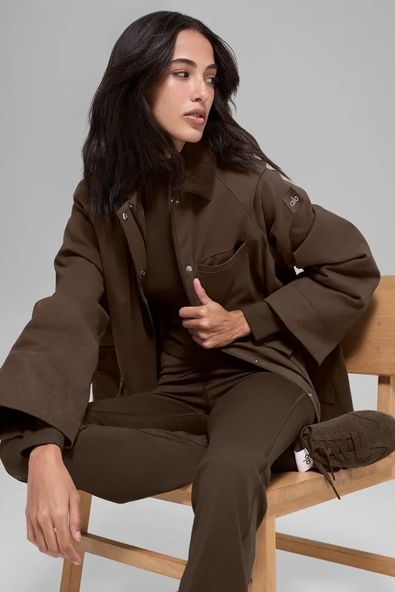 Kurtka typu twill barn – kolor espresso