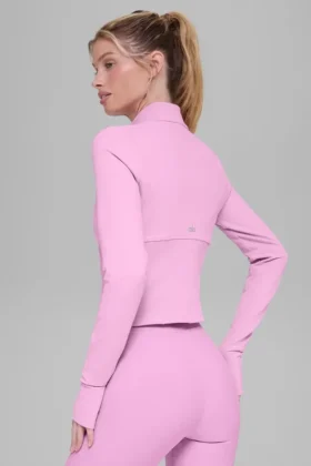 Kurtka z pełnym zamkiem typu „Airbrush Corset” – cukierkowy róż