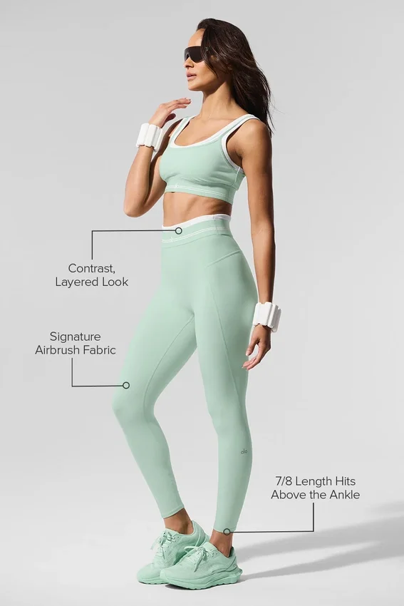 Legginsy Airbrush High-Waist 7/8 z serii „Better Together” – miętowy/biały