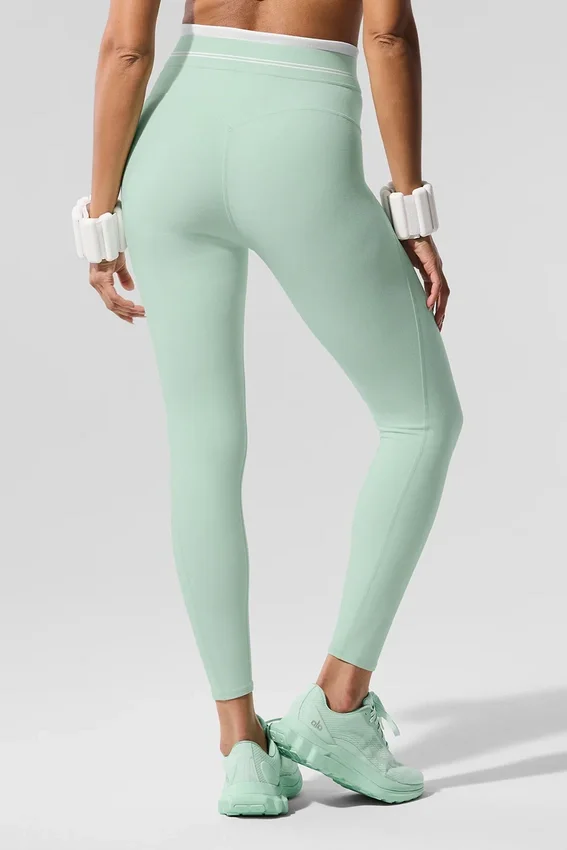 Legginsy Airbrush High-Waist 7/8 z serii „Better Together” – miętowy/biały