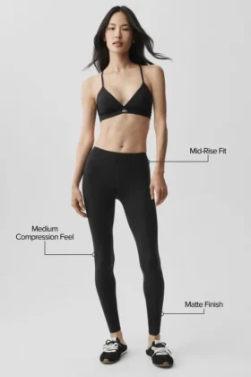 Legginsy Airbrush o średnim stanie i długości 7/8 – czarne