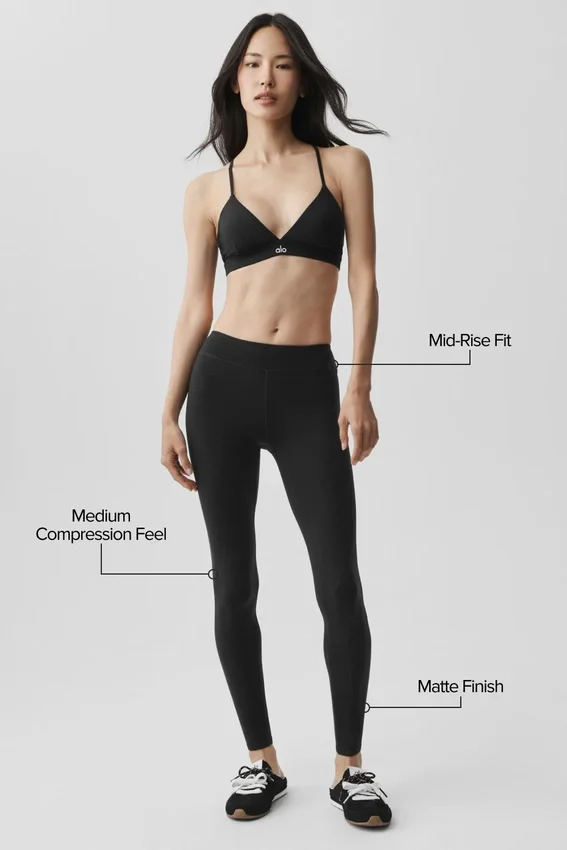 Legginsy Airbrush o średnim stanie i długości 7/8 – czarne