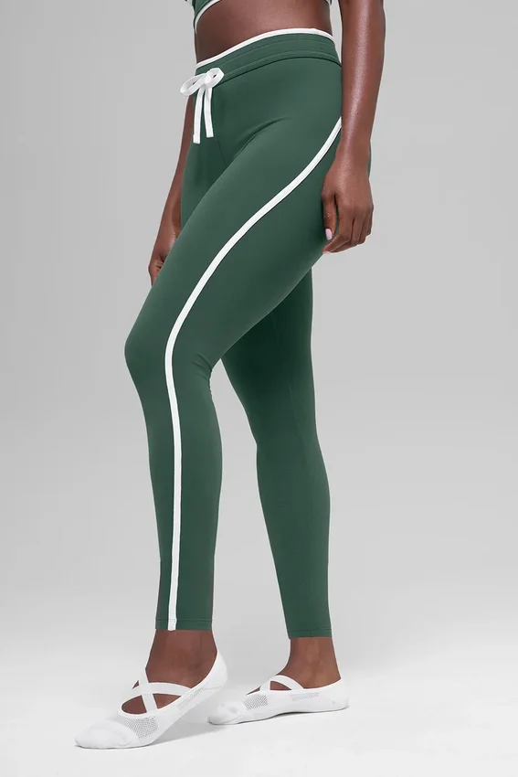 Legginsy Airbrush Race Pace z wysokim stanem i długością 7/8 – kolor Clover Green/White