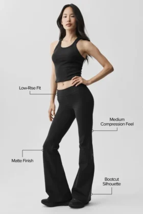 Legginsy Airbrush z niskim stanem i rozszerzanymi nogawkami – czarne