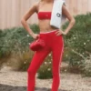 Legginsy Airlift High-Waist Charger z długością 7/8 – jaskrawoczerwone/białe