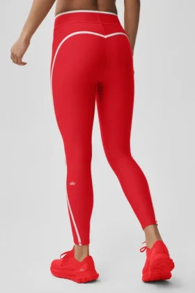 Legginsy Airlift High-Waist Charger z długością 7/8 – jaskrawoczerwone/białe