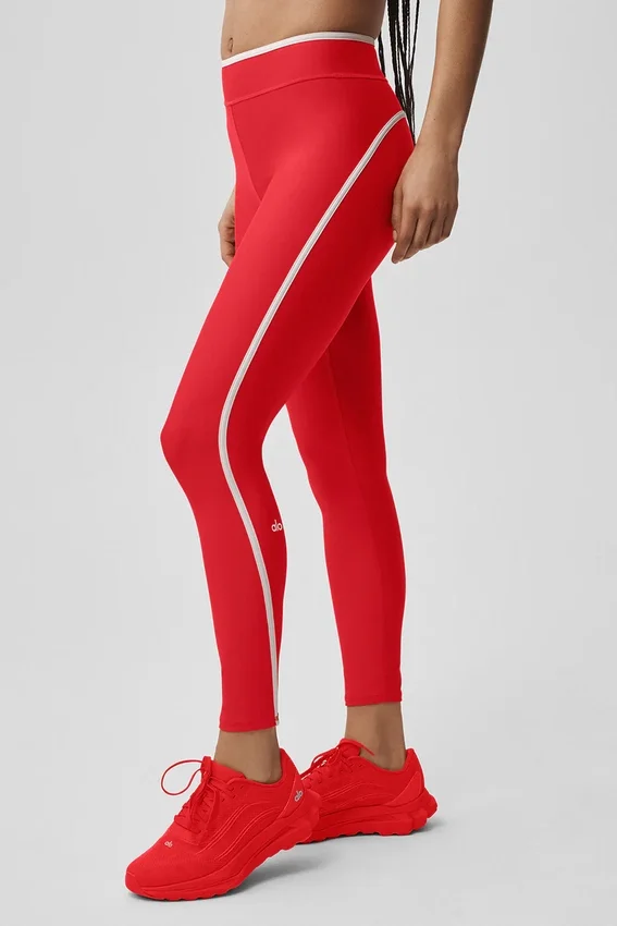 Legginsy Airlift High-Waist Charger z długością 7/8 – jaskrawoczerwone/białe