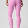 Legginsy Airlift High-Waist z długością 7/8 – cukierkowy róż z serduszkami/białe