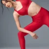 Legginsy Airlift Strength z bardzo wysokim stanem i długością 7/8 – intensywnie czerwone