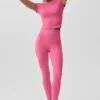 Top z krótkim rękawem Alo Softsculpt Precision – Paradise Pink