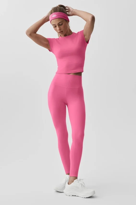 Top z krótkim rękawem Alo Softsculpt Precision – Paradise Pink