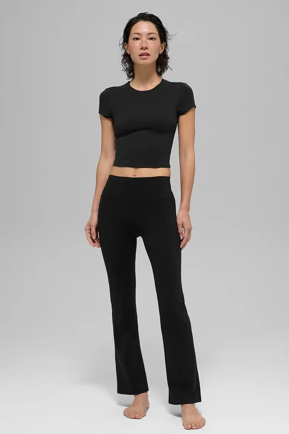 Legginsy Alo Softsculpt High-Waist z rozszerzanymi nogawkami 7/8 – czarne