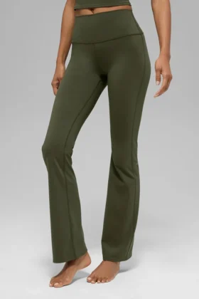 Legginsy Alo Softsculpt High-Waist z rozszerzanymi nogawkami – zielono-oliwkowe