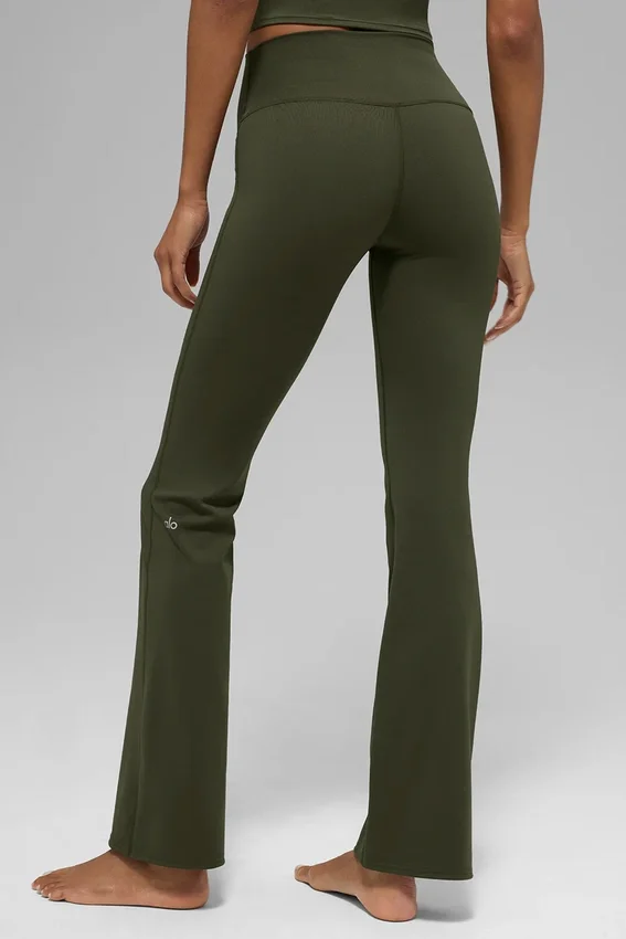 Legginsy Alo Softsculpt High-Waist z rozszerzanymi nogawkami – zielono-oliwkowe