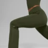 Legginsy Alo Softsculpt z High-Waist i rozszerzanymi nogawkami 7/8 – zielono-oliwkowe