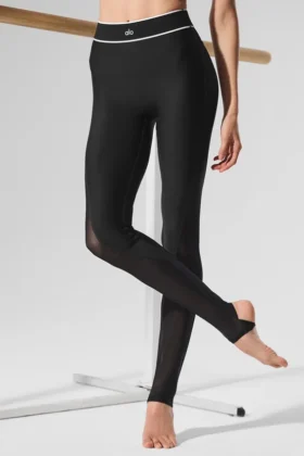 Legginsy „Darling Stirrup” z siateczką „Airlift” i wysokim stanem – czarne
