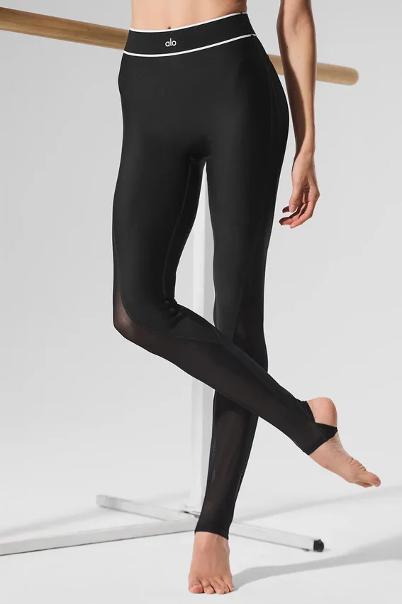 Legginsy „Darling Stirrup” z siateczką „Airlift” i wysokim stanem – czarne