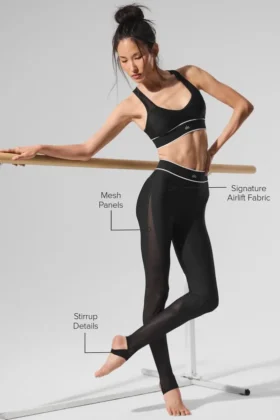 Legginsy „Darling Stirrup” z siateczką „Airlift” i wysokim stanem – czarne