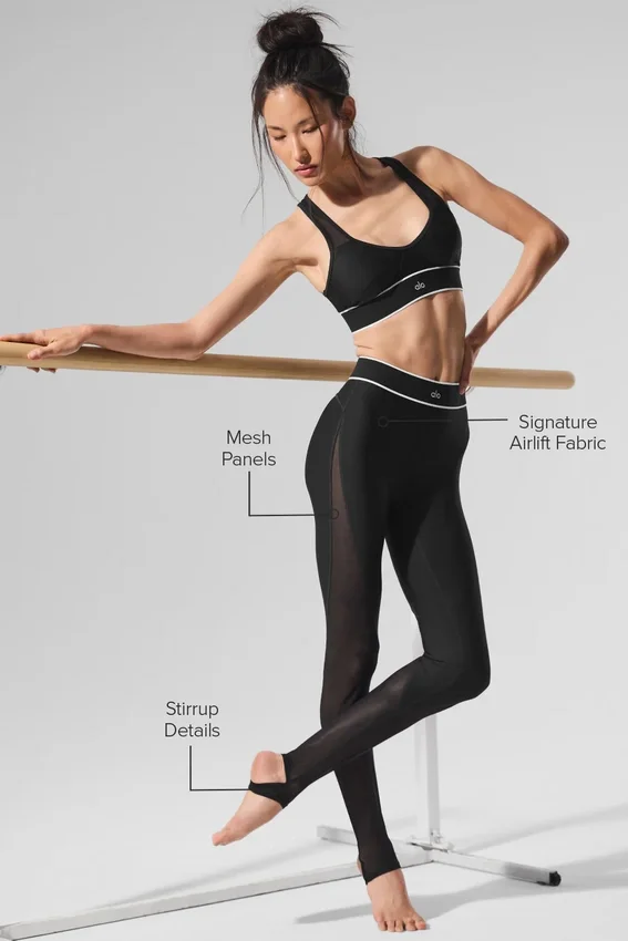 Legginsy „Darling Stirrup” z siateczką „Airlift” i wysokim stanem – czarne