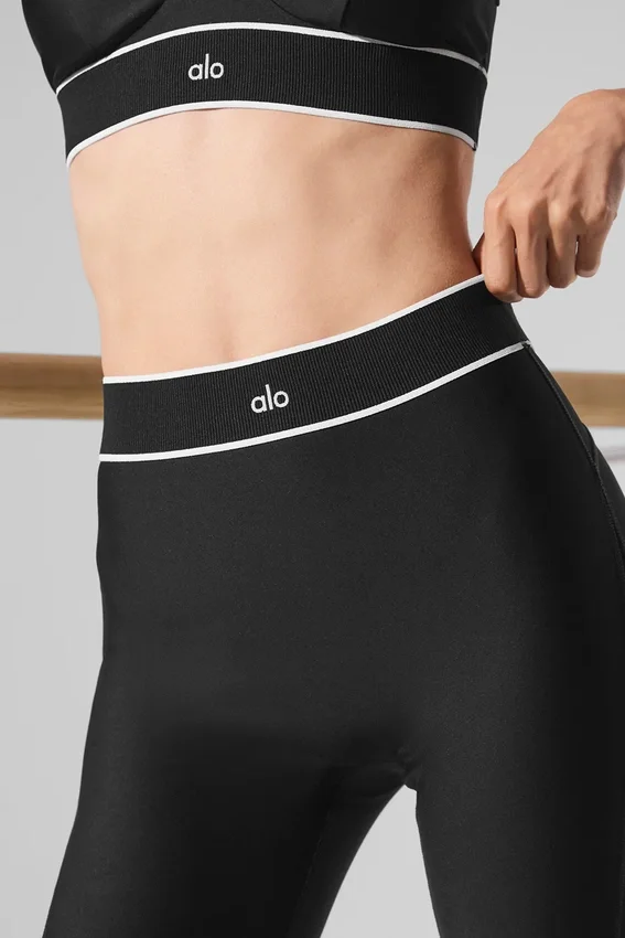 Legginsy „Darling Stirrup” z siateczką „Airlift” i wysokim stanem – czarne