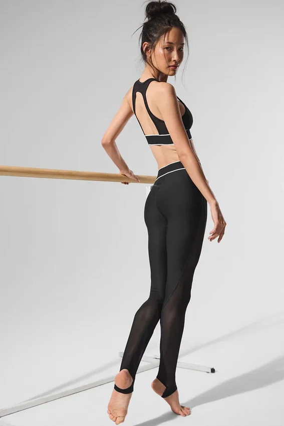 Legginsy „Darling Stirrup” z siateczką „Airlift” i wysokim stanem – czarne